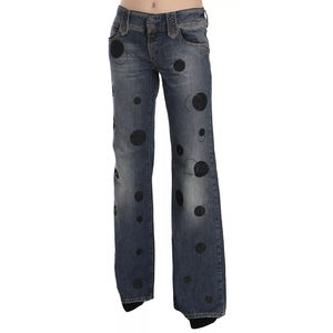 Jean en denim pour femme de haute qualité, taille mi-haute, coupe ample à jambe large, 100% coton, longueur intégrale, style vintage, écologique, effet vieilli, fermeture boutonnée - Product Image 5