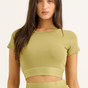 Chaleco Deportivo de Punto con Cuello Corto y Ribetes para Mujer, Top Deportivo Transpirable de Algodón - Product Image 6