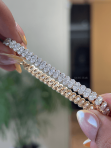 กำไลข้อมือเพชรทรงรีสังเคราะห์ ทอง 18 กะรัต เครื่องประดับหรูหราสำหรับสวมใส่ทุกวัน ขนาด 6.5 นิ้ว 8.593 กะรัต คุณภาพสูง ระยิบระยับ - Product Image 2
