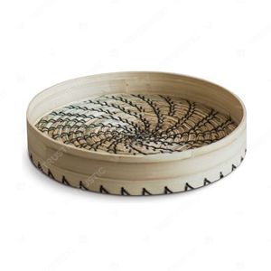 SPUN & WOVEN Woven Dinner Spun Bamboo Tray <b>Table</b> Coil Seagrass Tray Food Fruit Storage Optional Handles - Product Image 6