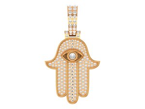 Colgante de Moissanita Personalizado con Diseño de Hamsa, Amuleto Protector, Amuleto de Ojo, Colgante de Mano de Fátima, Colgante de Plata 925, Colgante de Buena Suerte para Regalos - Product Image 4