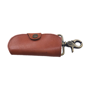 Leather Carabiner Keychain Oblong Mini Bag Durable Zinc Alloy <b>Snap</b> <b>Hook</b> Brown - Product Image 2