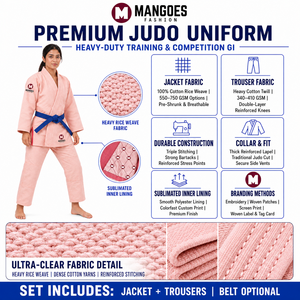Uniforme de BJJ para Competición, Tejido Dorado Preencogido, Pantalones Ligeros de Algodón Ripstop, Ropa Profesional para Entrenamiento de Jiu Jitsu - Product Image 6