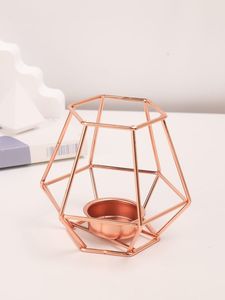 Geometric <b>Copper</b> Metal Tea Light Holder Fancy Shape Home Decoration Durable <b>Lantern</b> Candle Stand - Product Image 1