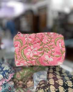 Organizador de Cosméticos Profesional Reutilizable y Reciclado para Mujer, Bolsa de Maquillaje de Algodón Acolchado con Estampado Floral Indio - Product Image 6