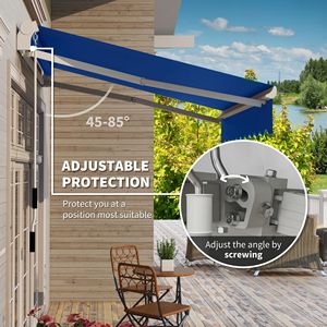 8 X 6.6 Manual Retractable Blue Patio Awning Exterior Sun <b>Shade</b> Deck <b>Window</b> Cover - Product Image 4