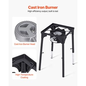 Fornello a Gas Propano LPG a Bruciatore Singolo 100.000 BTU, Fornello da Esterno in Acciaio al Carbonio Resistente ad Alta Efficienza per Campeggio e Barbecue - Product Image 4