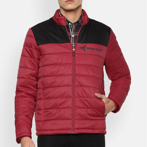 Daizen <b>Star</b> Men's Red Puffer <b>Jacket</b> Stand Collar Zipper Closure Windproof Breathable Winter Casual Fleece Fabric - Product Image 1