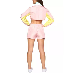 Conjunto Deportivo Corto para Mujer con Bloques de Color, Chaqueta Cortavientos y Pantalones Cortos, Dos Piezas, Ropa Deportiva de Verano para Gimnasio y Running - Product Image 2