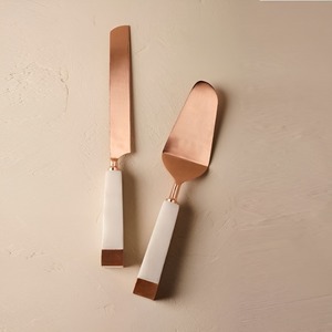 Elegant Stainless Steel Flatware <b>Set</b> with Resin Handle Customized Size Restaurant Brass Cake Knife & Server <b>Set</b> Home Tableware - Product Image 1