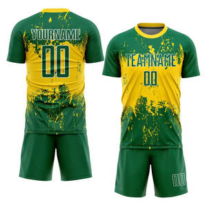 Tenues de football personnalisées, col montant, léger, 100% polyester, maillot et short, toutes couleurs, logo du nom du pays positionné à l'avant - Product Image 1