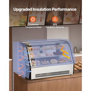 Vetrina Refrigerata da Banco per Pasticceria, 5 Cu.Ft./145L, 2 Ripiani, con Illuminazione LED, per Cucine Commerciali - Product Image 6