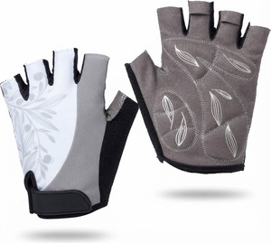 Gants de cyclisme demi-doigts en PU à motif floral, respirants, avec fermeture auto-agrippante, unisexes pour sports de plein air universels - Product Image 4