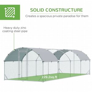 Grande Recinto per Polli Tipo H & A in Argento, Gabbia Esterna per Pollame con Copertura per Allevamento di Galline - Product Image 6