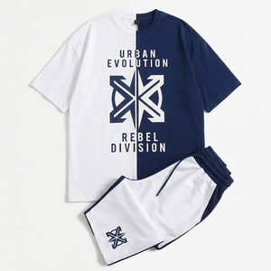 2026 Custom Streetwear Cotton Jogging Sportswear Gym Tracksuit and Short 2 Piece Shorts <b>Track</b> Suit Men <b>T</b> Shirt Set - Product Image 1