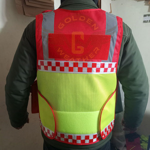 Hi Vis Reflective <b>Safety</b> Vest Guard Use Workplace Security Uniform Multi Pocket 100% Polyester Mesh Customized guard uniform - Product Image 3