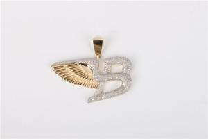 Colgante de Plata de Ley con Diseño de Letra Alada, Estilo Hip Hop, con Incrustaciones de Moissanita, Bañado en Rodio/Oro, Colgantes Finos para Fiesta - Product Image 2