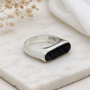 Black Onyx Sterling <b>Silver</b> <b>Ring</b>, Rectangle Onyx Signet <b>Ring</b>, <b>925</b> <b>Silver</b> Statement <b>Ring</b>, Minimalist Men's <b>Ring</b>, Handmade Black Ge - Product Image 3