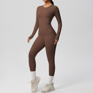 Custom Logo Free Match Fitness Clothing Butt Lift Leggings Full Zip <b>Jacket</b> Gym ActiveWear 2Piece <b>Workout</b> Yoga Suit Set for Women - Product Image 1