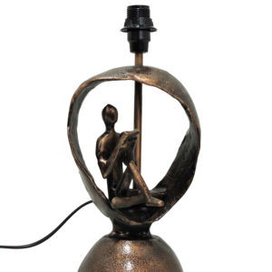 Lampe de table artistique en forme d'homme lisant - Lampe de bureau sculpturale en aluminium moulé finition bronze pour la maison, le bureau, la bibliothèque et la décoration de chevet - Product Image 1