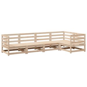 Ensemble de canapés de jardin modulaires 5 pièces en bois de pin massif naturel, meubles d'extérieur durables et élégants - Product Image 2