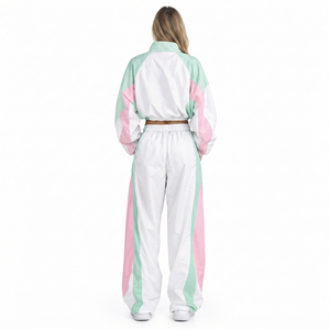 Custom Logo Street Style <b>Women</b> Windbreaker Crop <b>Jacket</b> Baggy Pants Set <b>Lightweight</b> Oversized Printed Nylon Tracksuit - Product Image 3