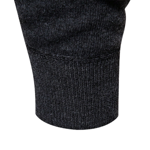 Pull d'hiver pour homme uni à col montant zippé, manches longues, poignets et ourlet côtelés, pour la vente en gros de vêtements décontractés - Product Image 4