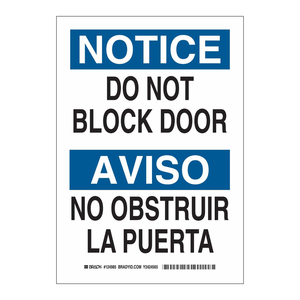 Panneau bilingue « Ne bloquez pas la porte » - Panneau autoportant en aluminium imprimé UV pour la sécurité des usines - Product Image 1