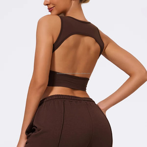 Scoop Neck Racerback Crop <b>Top</b> High Waist Solid <b>Maroon</b> Women's Activewear Yoga Set Custom Design - Product Image 6
