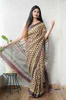 Sari en lin imprimé floral 100% coton pour femmes, pour un look élégant lors de mariages, festivals, bureau et vie quotidienne
