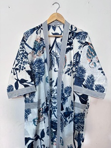 Kimono en coton imprimé artisanal, élégant et magnifique, avec ceinture à nouer à la taille, design enveloppant, vente en gros, personnalisable - Product Image 5