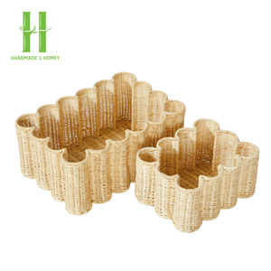 ¡SUPER VENTAS! Cesta de Almacenamiento Tejida a Mano de Ratán Natural Ecológica, Diseño Moderno, Apilable, Multiusos para Verduras y Flores - Product Image 1