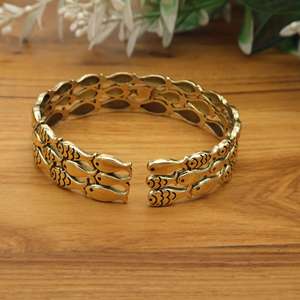 Golden Fish Bangle Antique Brass Cuff <b>Bracelet</b> Bohemian Adjustable Open Cuff Handmade Gift for Her - Product Image 4