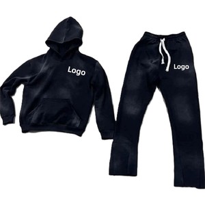 Custom Logo <b>Red</b> <b>Hoodie</b> And Sweatpants Set 100 Cotton Breathable Casual Tracksuit For Adults Autumn Wear - Product Image 2