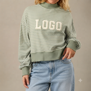 เสื้อสเวตเชิ้ตคอเต่าผู้หญิง ทรงโอเวอร์ไซส์ ผ้าคอตตอนผสม แขนยาว สวมใส่สบาย ระบายอากาศได้ดี แฟชั่นฤดูหนาว - Product Image 1