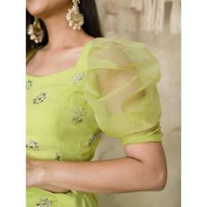 Fantastique vert citron paillettes Georgette femmes fiançailles porter Lehenga Choli ensemble - Product Image 2