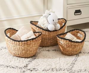 Ensemble de 3 paniers de rangement en jacinthe d'eau de haute qualité, écologiques, avec poignées, tissés, multi-usages, pour chambre et salon - Product Image 3