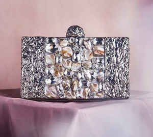 <b>Unique</b> Design Best Quality Mother of Pearl Inlay Clutch Wedding Designer <b>Handbag</b> Handcrafted Wedding Clutch Brass Clutch - Product Image 6