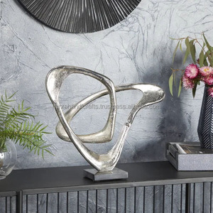 Escultura decorativa abstracta de plata con Base de mármol, para sala de estar, dormitorio y decoración del hogar, estándar - Product Image 2