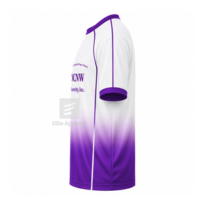 Maillot de football personnalisé NCNW Council à manches courtes avec logo sur le devant, dégradé violet et blanc, en polyester respirant - Product Image 4