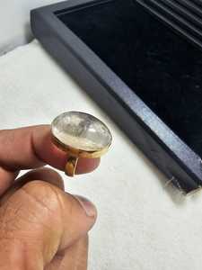 Natural Rutile <b>Quartz</b> Gemstone Gold Plating Golden Rutilated <b>Quartz</b> <b>Ringed</b> Statement Oval Shape AAA Quality - Product Image 4