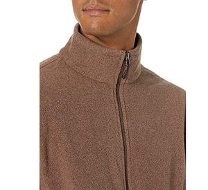 Chaqueta de Forro Polar Marrón para Hombre, Cierre Completo, Cuello Alto, Estilo Casual para Otoño, Corte Regular, Color Sólido, Material de Poliéster - Product Image 4