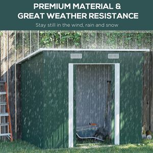 Casetta da Giardino in Metallo Verde Scuro 7x4, Facile da Montare, Chiudibile a Chiave, per Attrezzi da Giardino, con Telaio in Legno per Patio - Product Image 5