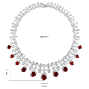 Collier de luxe en diamant de laboratoire certifié IGI, argent 925 avec pierres taille coussin et motif floral, longueur de chaîne 400 mm, pour femme - Product Image 1