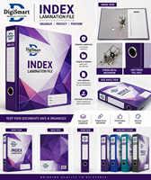 Dossier à levier DigiSmart Index Lamination A6 en carton, classeur à anneaux opaque, organiseur de documents, carte perforée à tirette
