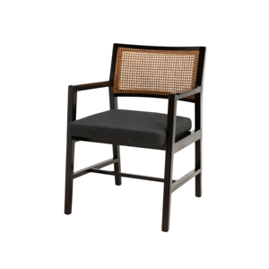 Modern Rattan <b>Dining</b> <b>Chair</b> Solid Wood Arm <b>Chair</b> Upholstered Seat Restaurant Cafe Furniture - Product Image 2
