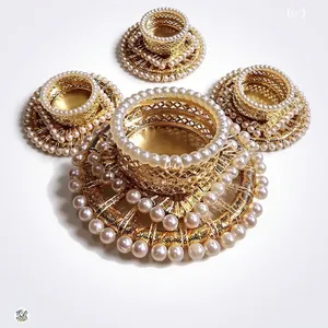 Support de bougie rond en or avec embellissement en perles, fait main, pour Noël, Pâques, porte-bougie pour décoration de la maison - Product Image 3