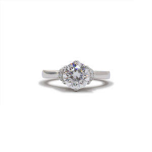 Anillo de Compromiso Moderno con Moissanita de Corte Brillante de 2 Quilates, Engaste Oculto Tipo Cesta, Plata de Ley 925, para Fiestas, Bodas y Aniversarios - Product Image 1