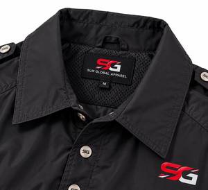 Solomon Global Apparel Women's <b>Black</b> <b>Windbreaker</b> Racer Jacket Stand Collar Windproof Polyester Logo Sporty Long Detachable Liner - Product Image 4