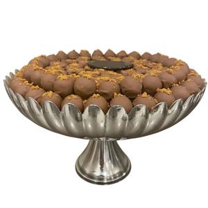 Tazón de Chocolate para Decoración de Mesa, Diseño Elegante, Tazón de Metal de Acero Inoxidable con Bandeja Grande de Madera para Bodas y Fiestas - Product Image 3